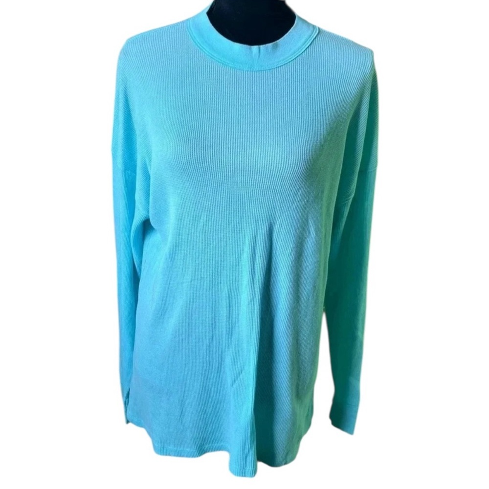 PINK‎ Victoria's Secret Waffle Knit Top Women XS Aqua Blue